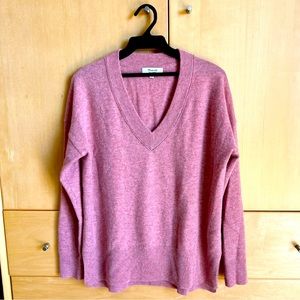 Madewell Mauve Cashmere V-Neck Sweater